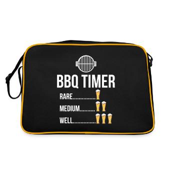 BBQ Timer Barbecue Beer Steak Grill Funny Grilling - Retro Bag - black/gold - Back