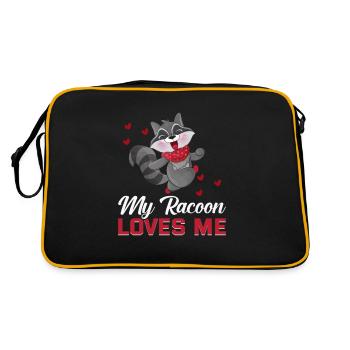 My raccoon loves me - Retro Bag - black/gold - Back