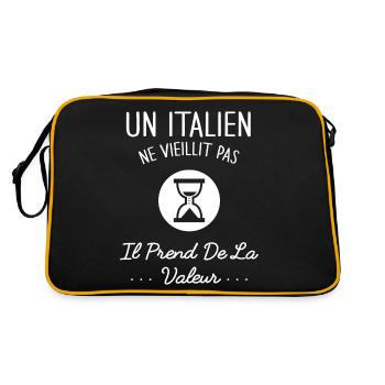 Un Italien Ne Vieillit Pas Humour Cadeau Italie - Sac Retro - noir/or - Dos