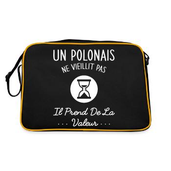 Un Polonais Ne Vieillit Pas Humour Cadeau Pologne - Sac Retro - noir/or - Dos