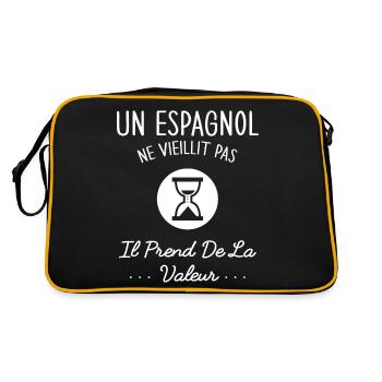 Un Espagnol Ne Vieillit Pas Humour Cadeau Espagne - Sac Retro - noir/or - Dos