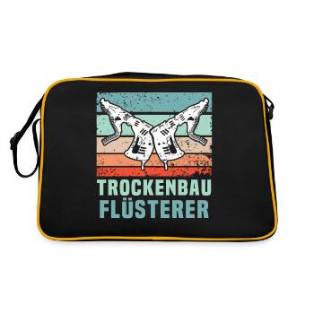 Trockenbauer Trockenbaumonteur Trockenbau - Retro Tasche - Schwarz/Gold - Hinten