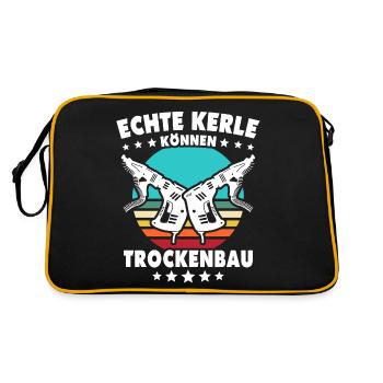 Trockenbauer Trockenbaumonteur Trockenbau - Retro Tasche - Schwarz/Gold - Hinten