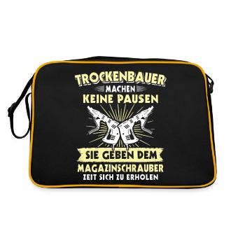 Trockenbauer Trockenbaumonteur Trockenbau - Retro Tasche - Schwarz/Gold - Hinten