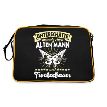 Trockenbauer Trockenbaumonteur Trockenbau - Retro Tasche - Schwarz/Gold - Hinten