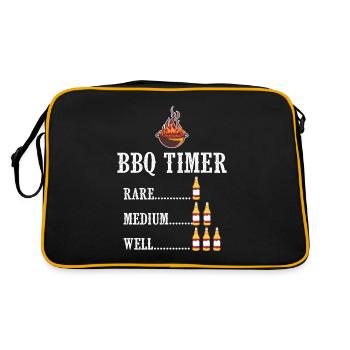 BBQ Timer Barbecue Beer Steak Grill Funny Grilling - Retro Bag - black/gold - Back