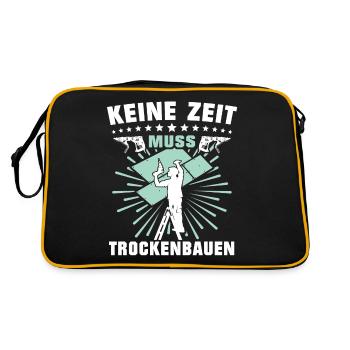 Trockenbauer Trockenbaumonteur Trockenbau - Retro Tasche - Schwarz/Gold - Hinten