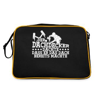 Dachdecker Reim Dach decken - Retro Tasche - Schwarz/Gold - Hinten