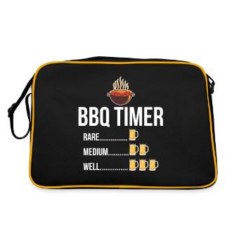 BBQ Timer Barbecue Beer Steak Grill Funny Grilling - Retro Bag - black/gold - Back