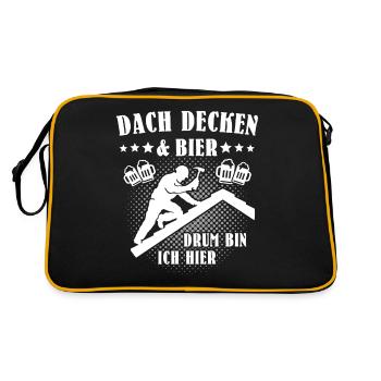 Dachdecker Biertrinker Dachdecken Bier - Retro Tasche - Schwarz/Gold - Hinten