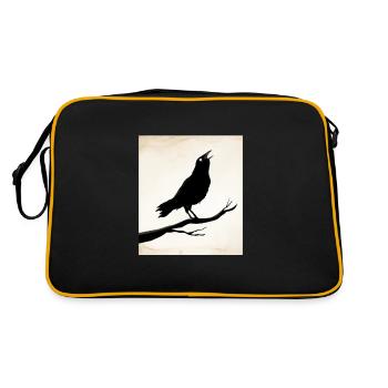 Raven Crow Bird Crow Birds Nature Crow GEschenk - Retro Bag - black/gold - Back