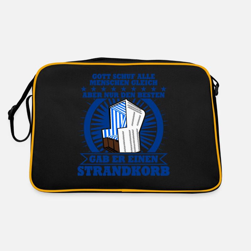 Strandkorb Spruch Strandkörbe - Retro Tasche - Schwarz/Gold
