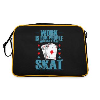 Work is for People who can't play Skat - Retro Tasche - Schwarz/Gold - Hinten
