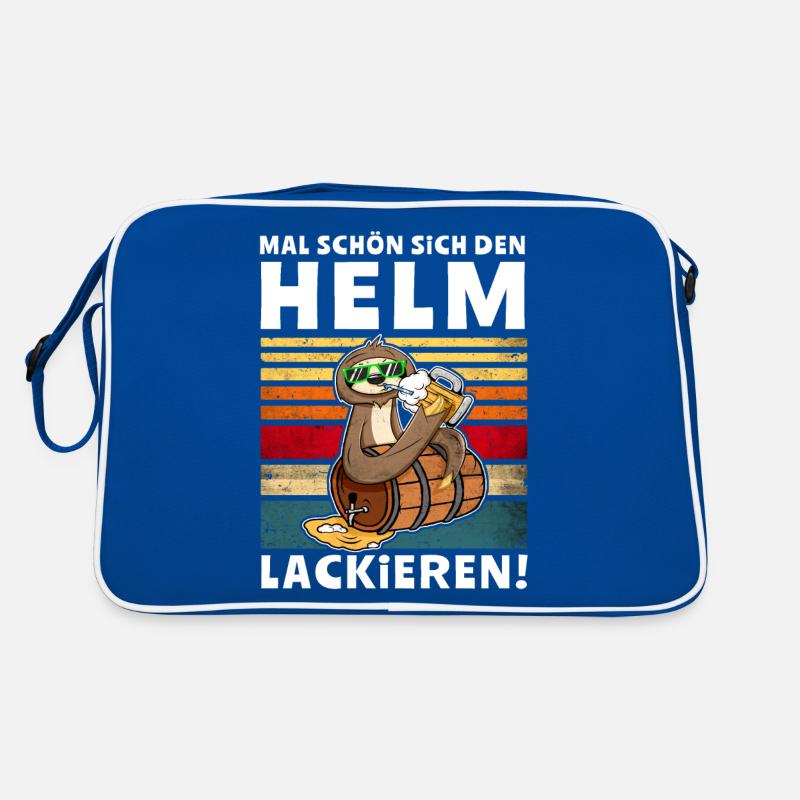 Bier Helm lackieren Faultier Trinksprüche Retro Tasche