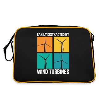 Easily Distracted By Wind Turbines, Windrad Park - Retro Tasche - Schwarz/Gold - Hinten