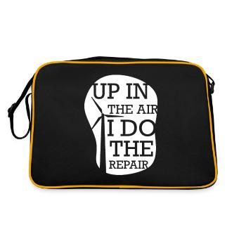 Up In The Air I Do The Repair, Windrad Techniker - Retro Tasche - Schwarz/Gold - Hinten