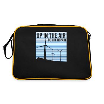 Up In The Air I Do The Repair, Windrad Techniker - Retro Tasche - Schwarz/Gold - Hinten