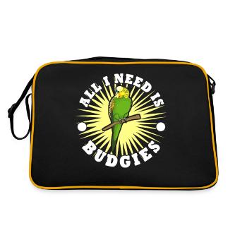 Budgie Budgie Budgerigar - Retro Bag - black/gold - Back