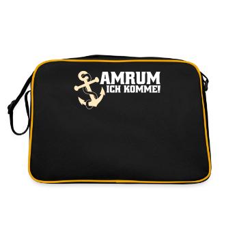 Amrum ich komme - Retro Tasche - Schwarz/Gold - Hinten