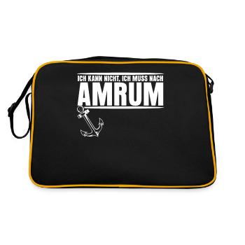 Amrum Urlaub - Retro Tasche - Schwarz/Gold - Hinten