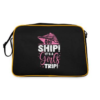 Kreuzfahrt Kreuzfahrtschiff Urlaub Schiff Geschenk - Retro Tasche - Schwarz/Gold - Hinten