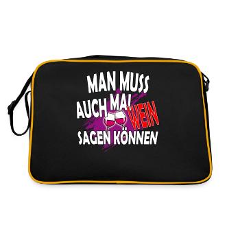 Vous devez être capable de dire vin - amusant à dire - Sac Retro - noir/or - Dos