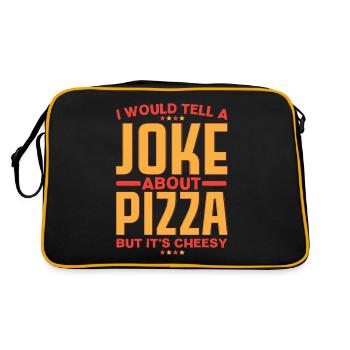 Je racontais une blague sur la pizza, mais il - Sac Retro - noir/or - Dos