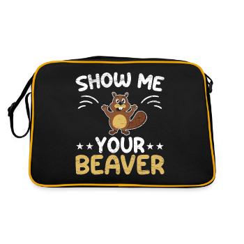 Show me your beaver wildlife animal dam rodent - Retro Bag - black/gold - Back