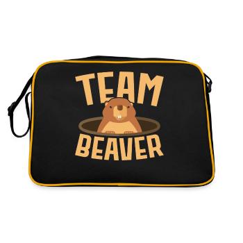 Team Biber Wildtier Tier Kanada Damm Nagetier - Retro Tasche - Schwarz/Gold - Hinten