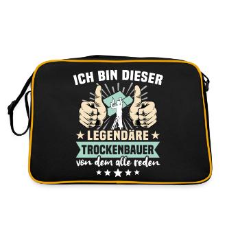 Trockenbauer Legende Trockenbau - Retro Tasche - Schwarz/Gold - Hinten