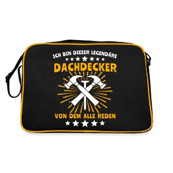 Dachdecker Legende Dachspengler Dachklempner - Retro Tasche - Schwarz/Gold - Hinten