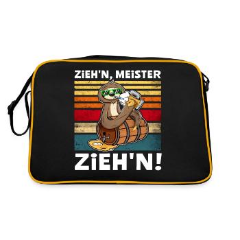 Biertrinker Faultier Bier Löten Digger Trinken - Retro Tasche - Schwarz/Gold - Hinten
