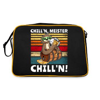 Biertrinker Faultier Bier Löten Digger chillen - Retro Tasche - Schwarz/Gold - Hinten