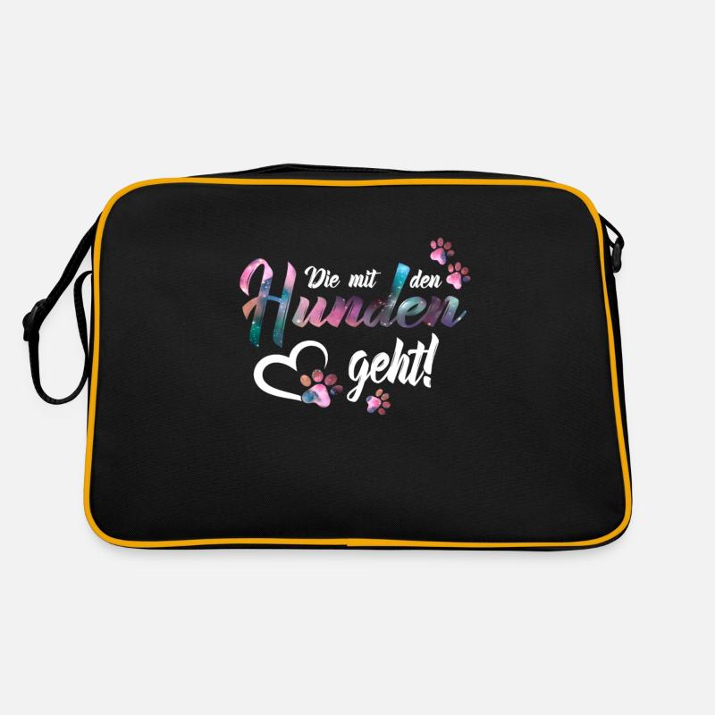 Die mit den Hunden geht Pfoten - Hunde Sprüche Retro Tasche