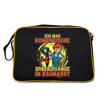 Ich Mag Romantische Spaziergänge Im Baumarkt - Retro Tasche - Schwarz/Gold - Hinten