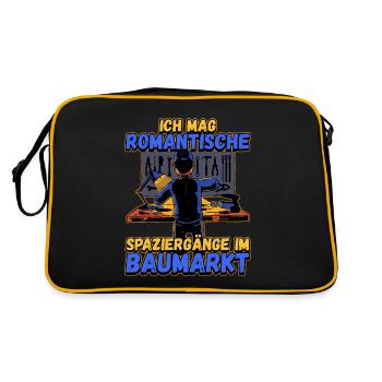 Ich Mag Romantische Spaziergänge Im Baumarkt - Retro Tasche - Schwarz/Gold - Hinten