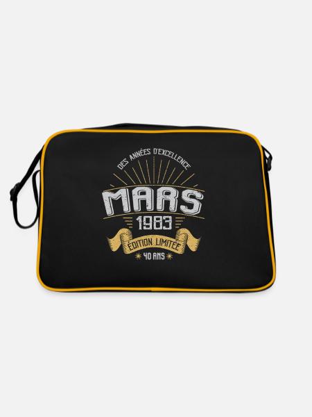Mars 1983 40 Ans Anniversaire Vintage Idée Cadeau - Sac Retro - noir/or