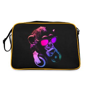 Affen DJ Pink - Retro Tasche - Schwarz/Gold - Hinten