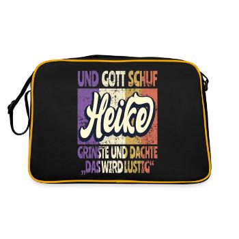 Heike Name Geschenk Geburtstag - Retro Tasche - Schwarz/Gold - Hinten