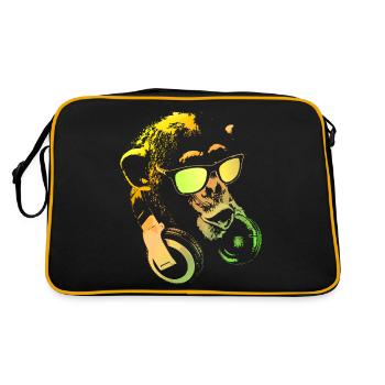 Affen DJ Yellow - Retro Tasche - Schwarz/Gold - Hinten