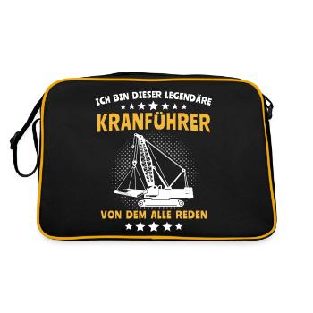 Kranführer Sprüche Kran Kranfahrer - Retro Tasche - Schwarz/Gold - Hinten