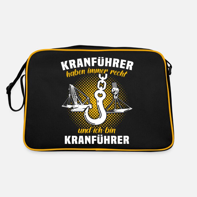 Kranführer Sprüche Kran Kranfahrer - Retro Tasche - Schwarz/Gold