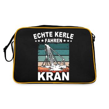 Kranführer Sprüche Kran Kranfahrer - Retro Tasche - Schwarz/Gold - Hinten
