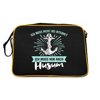 Husum Souvenir Husumer Nordsee - Retro Tasche - Schwarz/Gold - Hinten
