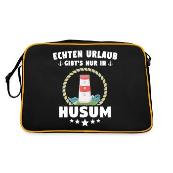 Husum Souvenir Husumer Nordsee - Retro Tasche - Schwarz/Gold - Hinten