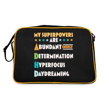 Mes superpouvoirs sont le TDAH Penser différemment - Sac Retro - noir/or - Dos