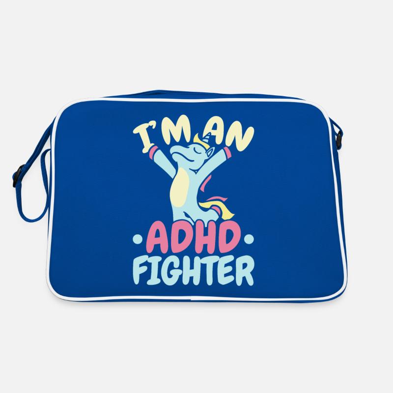 Ich bin ein ADHS-Kämpfer Think Differently Einhorn Retro Tasche