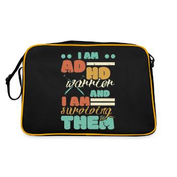 Je suis un guerrier du TDAH et j’y survis - Sac Retro - noir/or - Dos