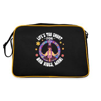 Hippie Peace Flower Power Love Peace Gift - Retro Bag - black/gold - Back