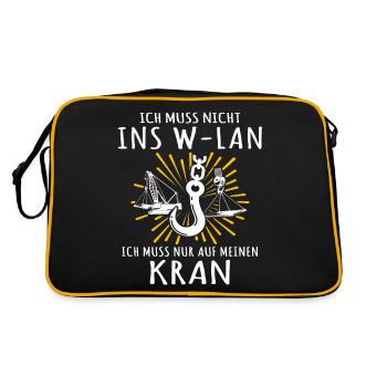 Kranführer Kran Kranfahrer - Retro Tasche - Schwarz/Gold - Hinten